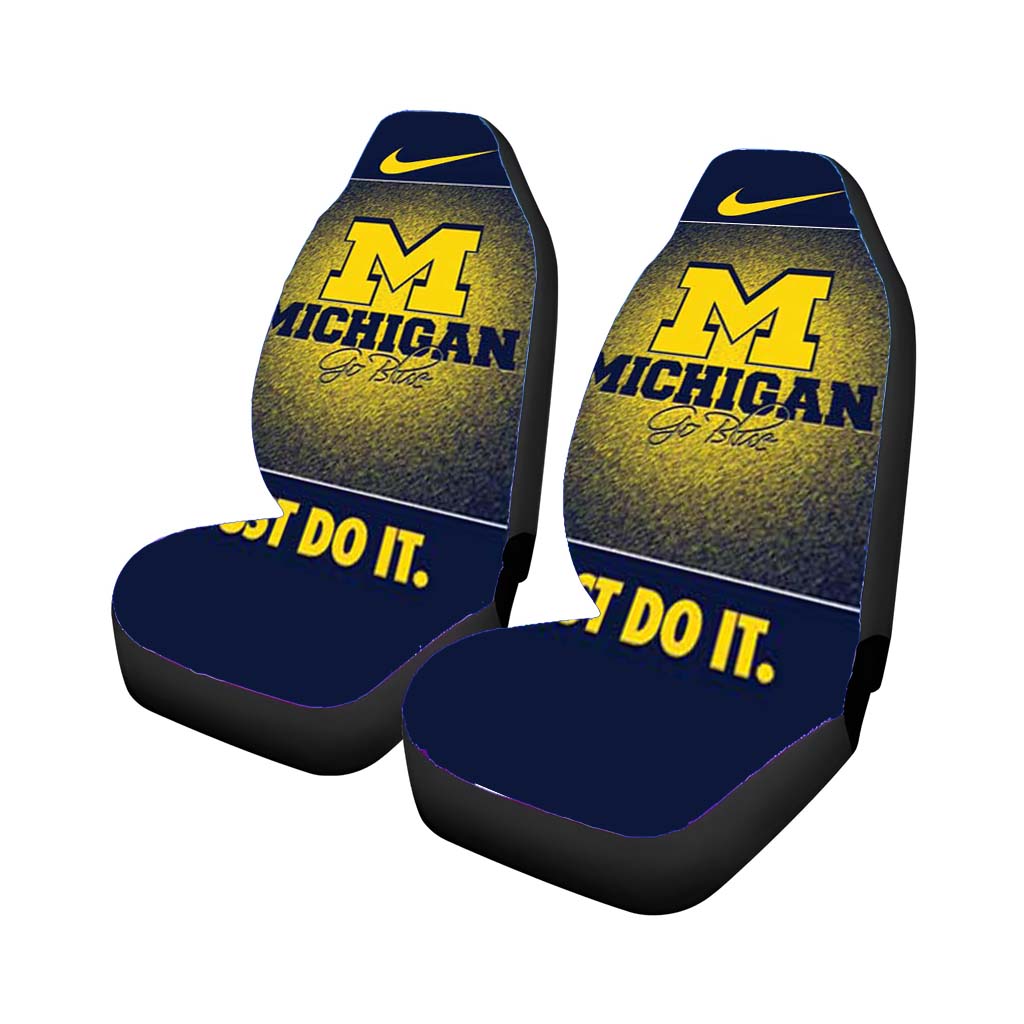 michigan wolverines go blue 2 Car Seat Covers