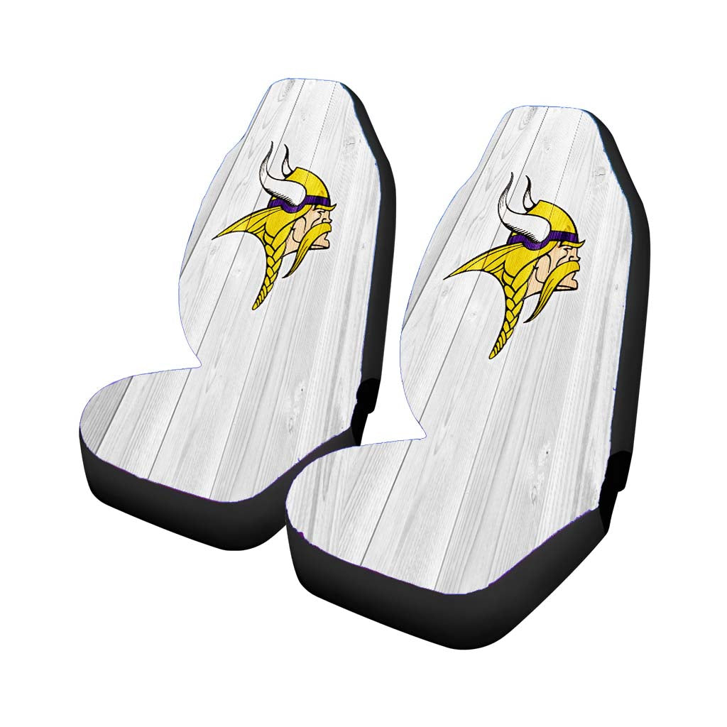 minnesota vikings nfl logo white wood Car Seat Covers