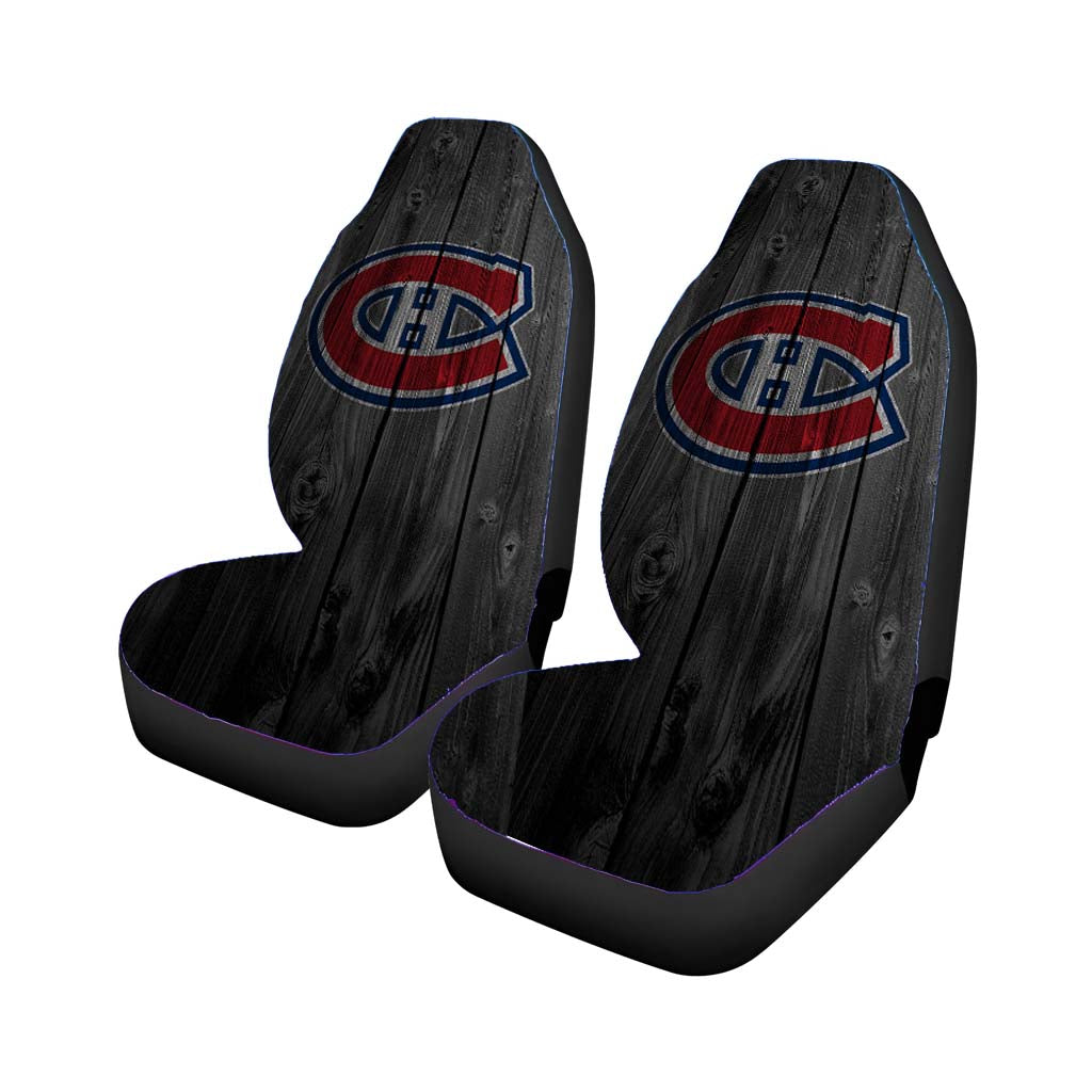 montreal canadiens nhl logo dark wood wallpaper Car Seat Covers