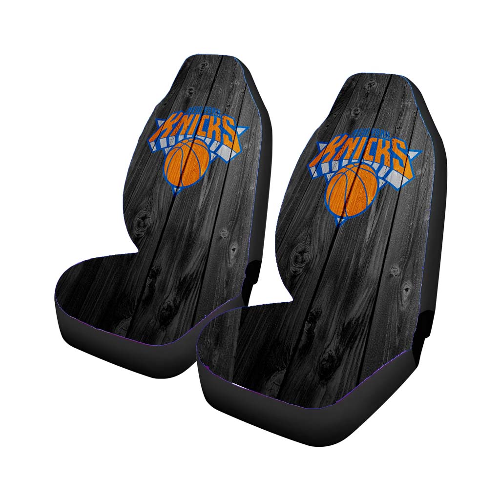 new york knicks nba logo dark wood wallpaper Car Seat Covers