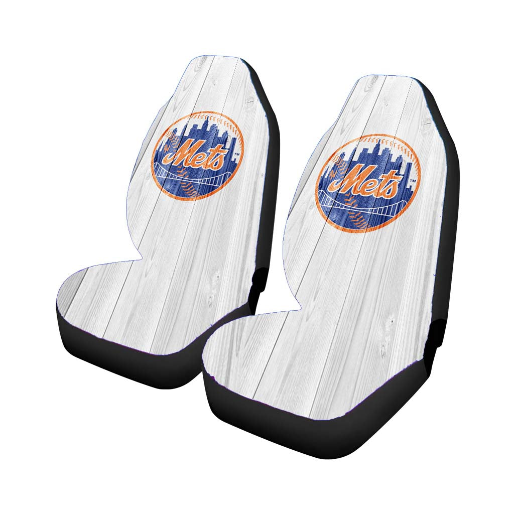 new york mets mlb logo white wood wallpaper Car Seat Covers