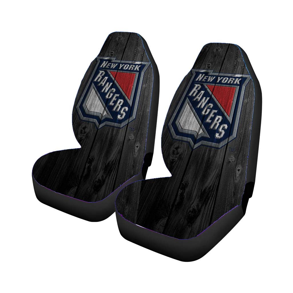 new york rangers nhl logo dark wood Car Seat Covers