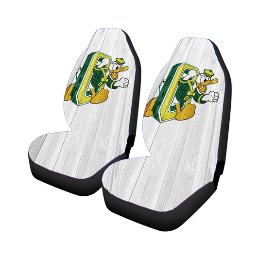 Oregon Ducks University Nfl Logo White Wood Wallpaper 2 Car Seat Covers