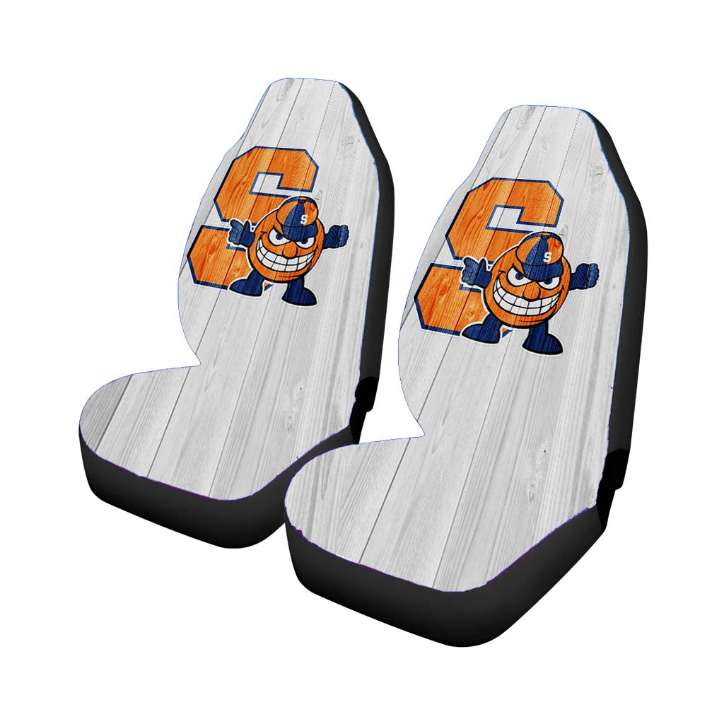 syracuse university logo white Car Seat Covers