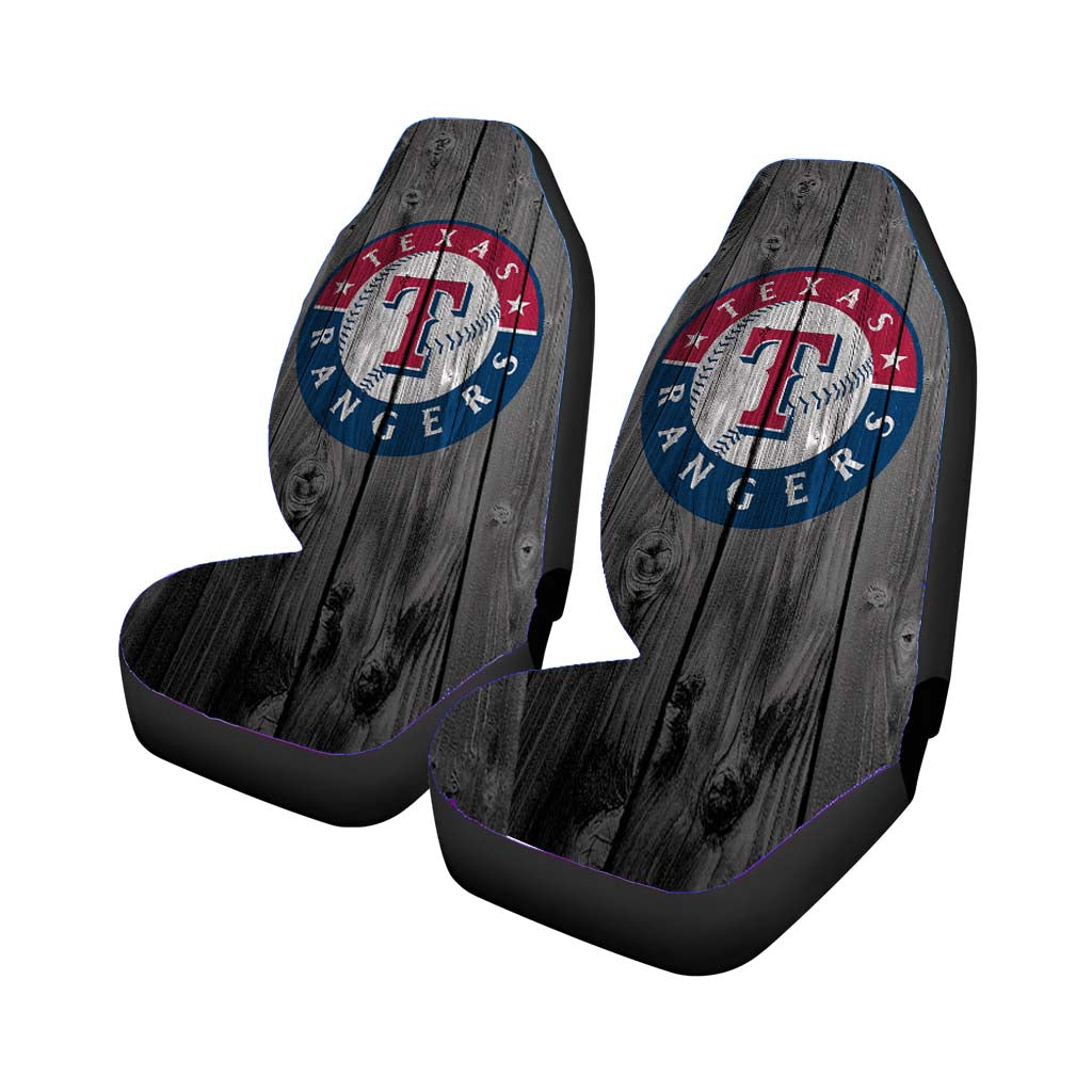 texas rangers mlb logo dark wood wallpaper Car Seat Covers