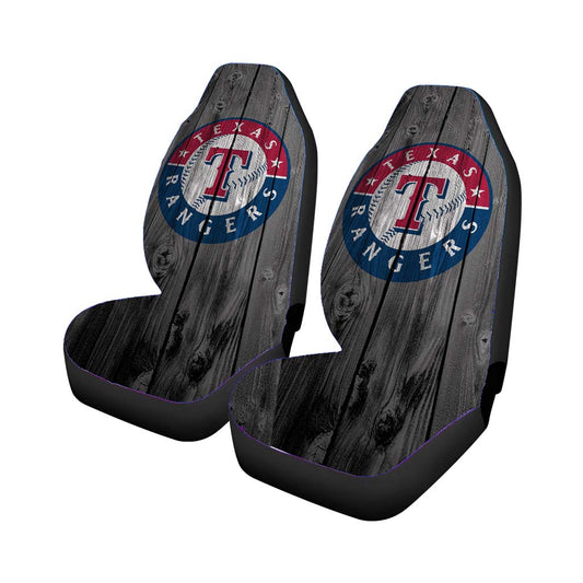 Texas Rangers Mlb Logo Dark Wood Wallpaper Car Seat Covers