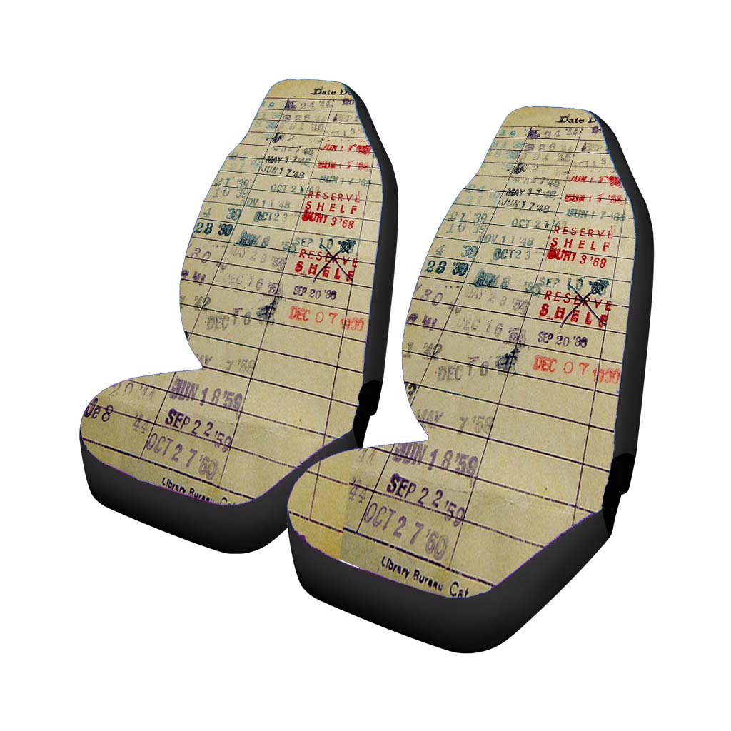 vintage library card date due Car Seat Covers