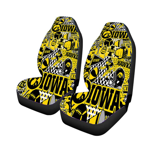 Iowa Hawkeyes Doodle Logo And Mascot Car Seat Covers