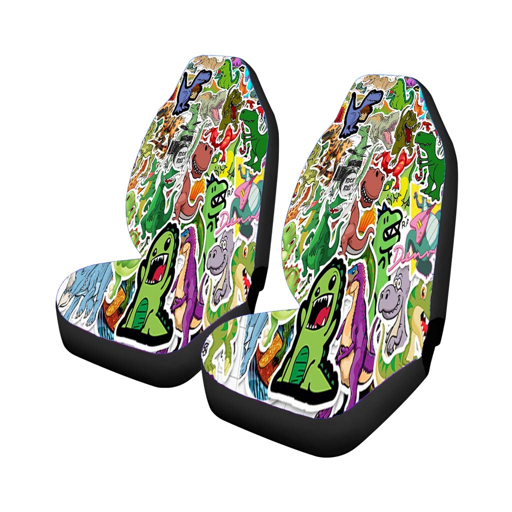 Many Cute Dinosaurs Characters Sticker Collage Car Seat Covers