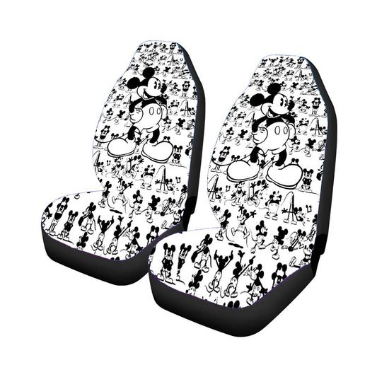 Mickey Mouse Black White Cartoon Collage Car Seat Covers Universal Fit
