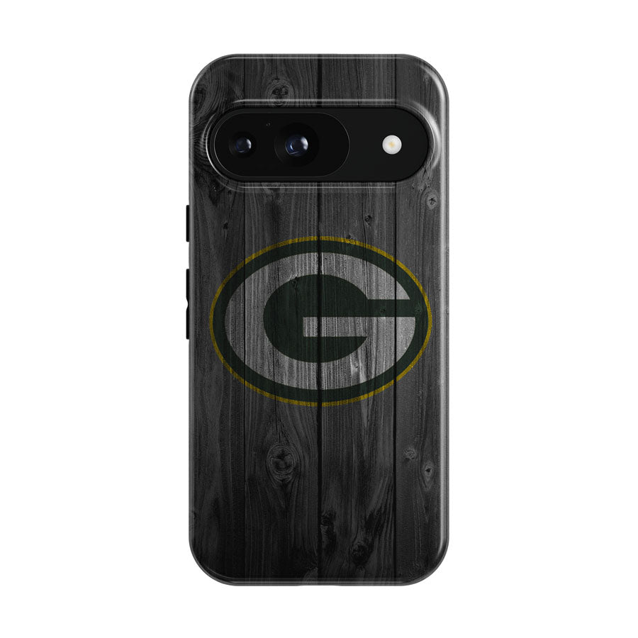 Green Bay Packers Nfl Logo Dark Wood Wallpaper Google Pixel 9 | 10 Pro Case