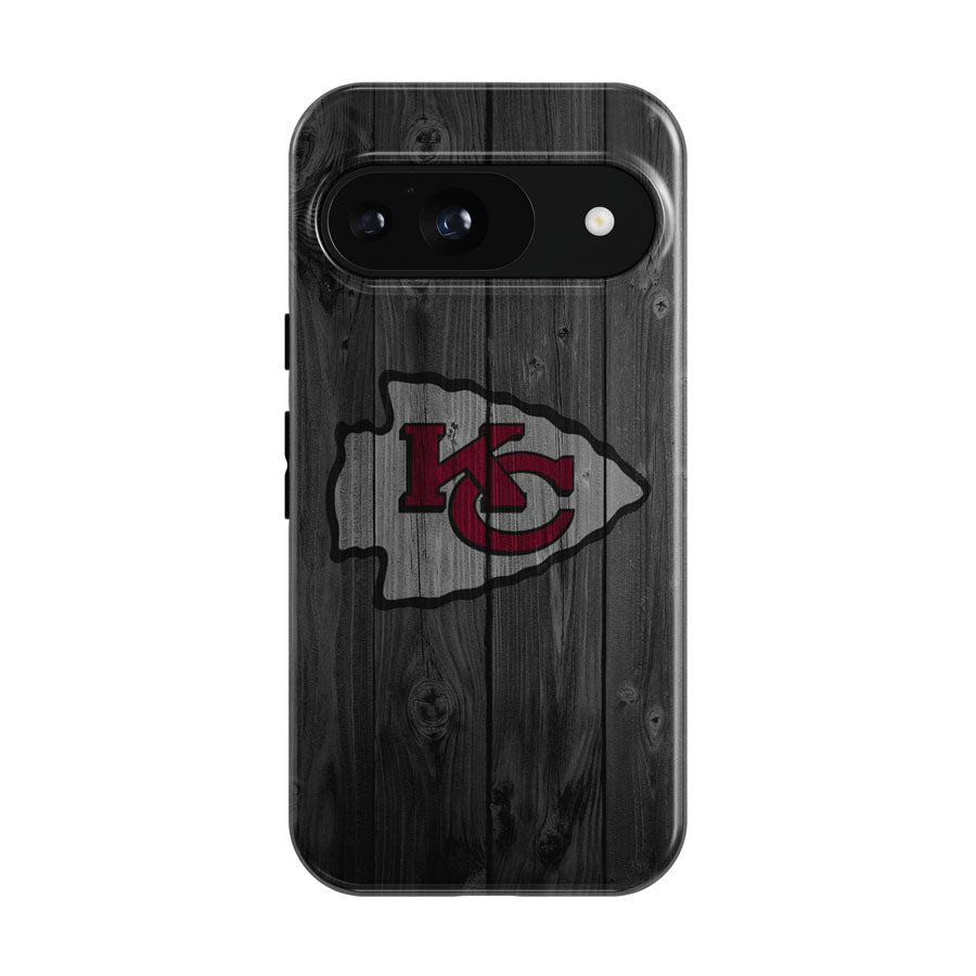 Kansas City Chiefs Nfl Logo Dark Wood Wallpaper Google Pixel 9 | 10 Pro Case