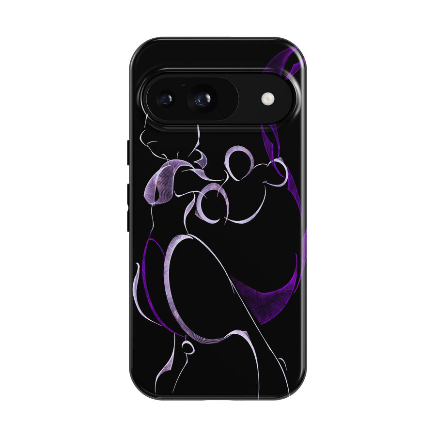 Mewtwo Pokemon Line Art On Black Google Pixel 9 | 10 Pro Case