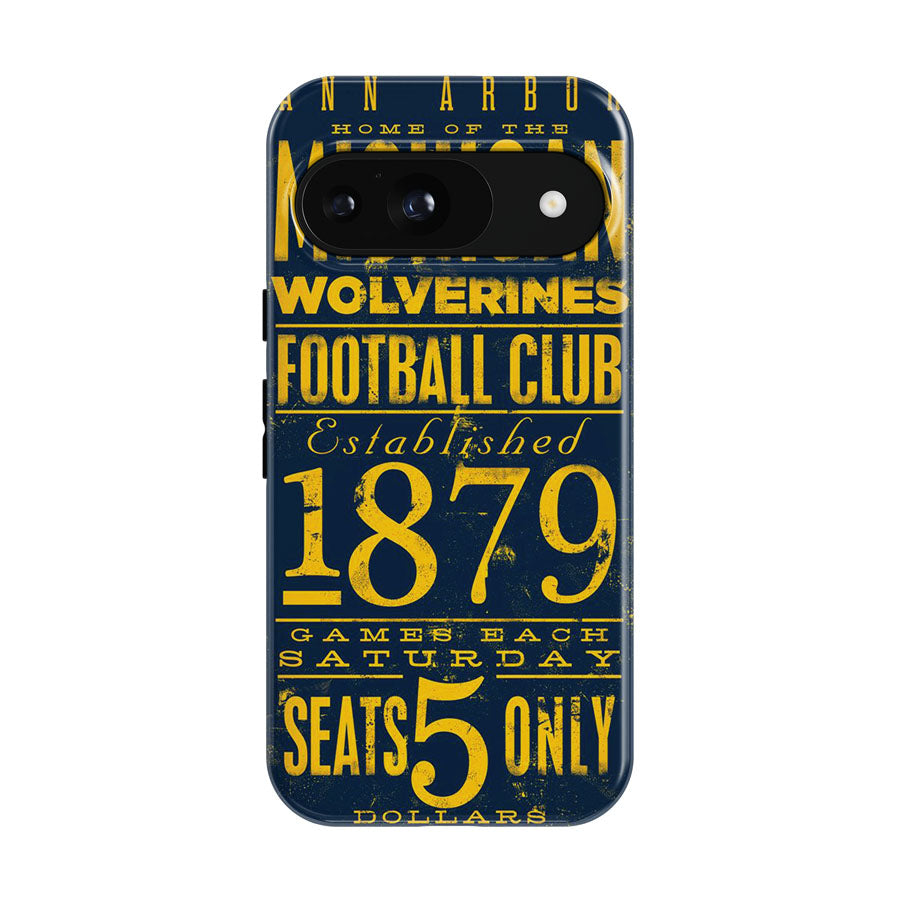 Michigan Wolverines Football Club Art Font Google Pixel 9 | 10 Pro Case