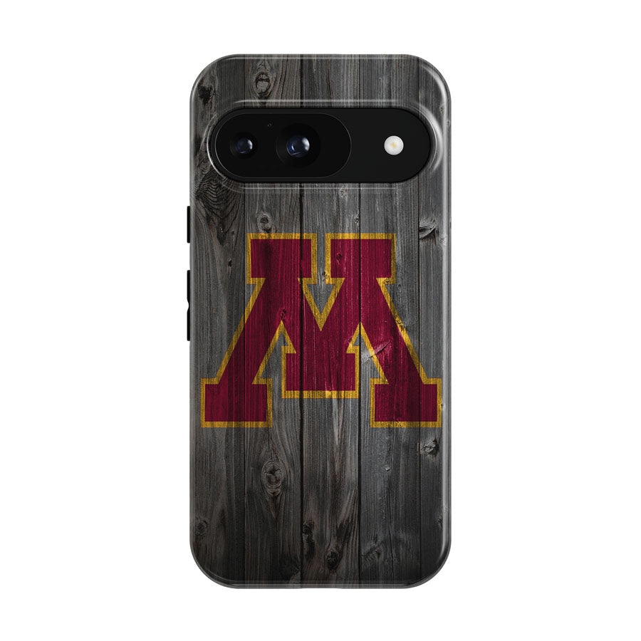 Minnesota Golden Gophers Dark Wood Logo Google Pixel 9 | 10 Pro Case