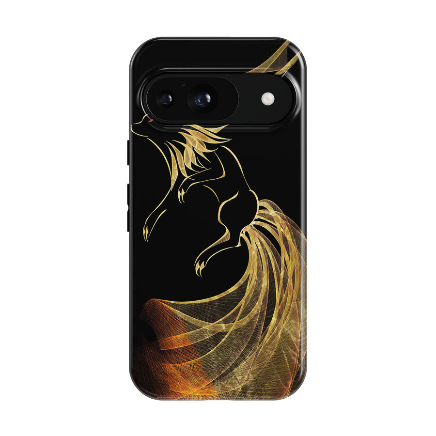 Ninetales Pokemon Line Art On Black Google Pixel 9 | 10 Pro Case