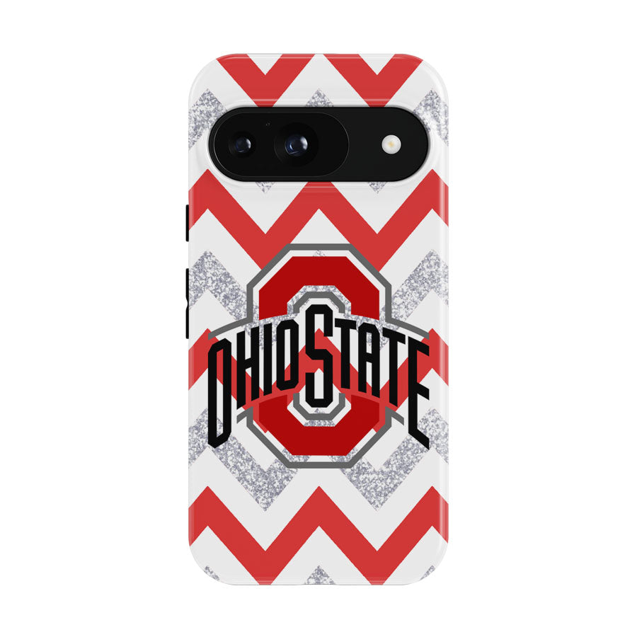 Ohio State Osu Red White Glitter Logo Google Pixel 9 | 10 Pro Case