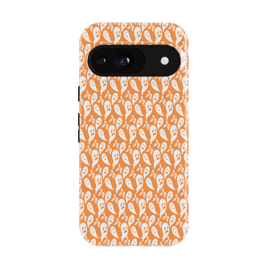 Orange Ghosts Pattern Halloween Google Pixel 9 | 10 Pro Case
