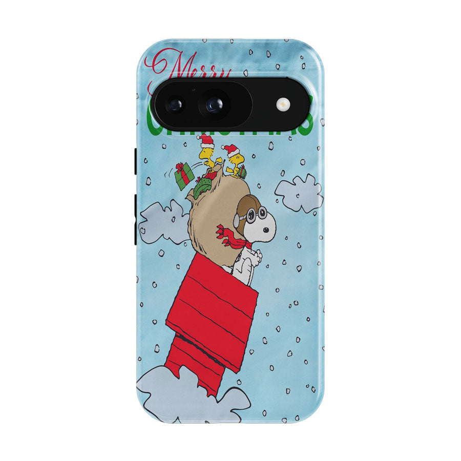 Peanuts Merry Christmas Snoopy Sleigh Google Pixel 9 | 10 Pro Case