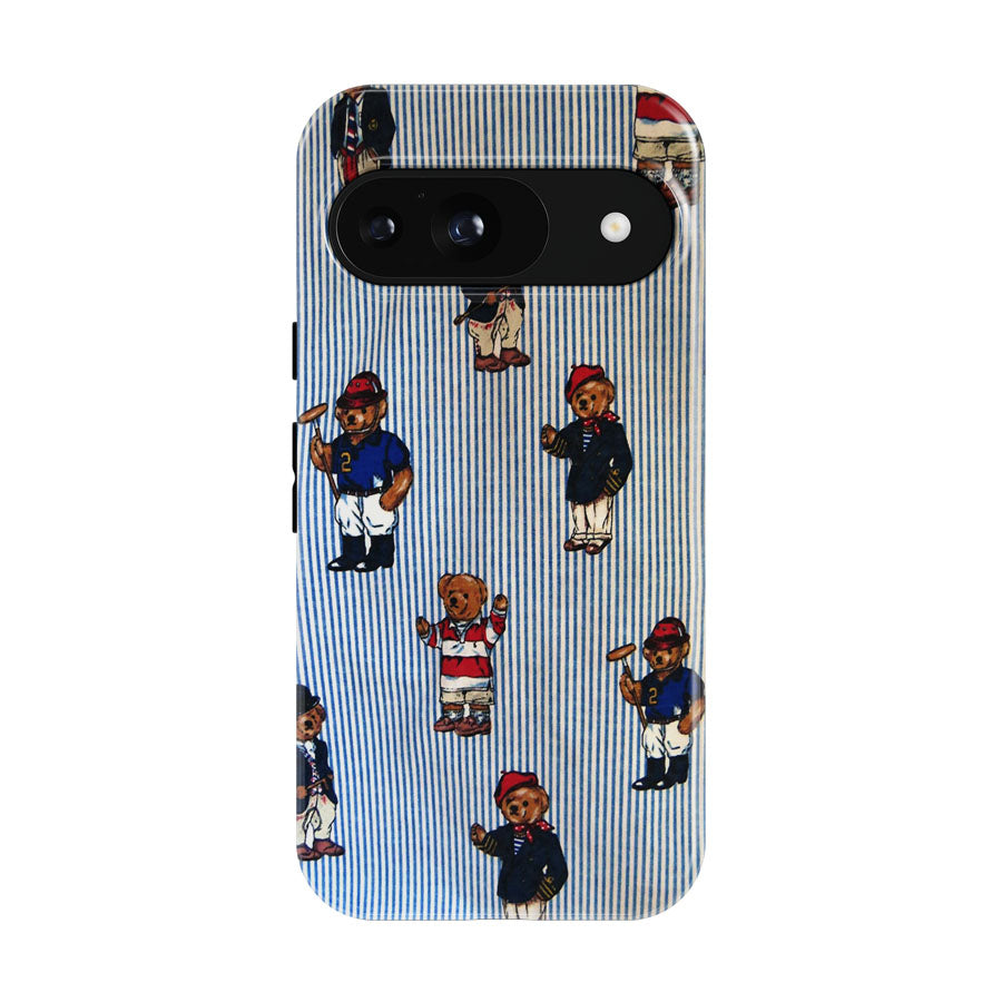 Polo Bear Linen Blue White Collection Google Pixel 9 | 10 Pro Case