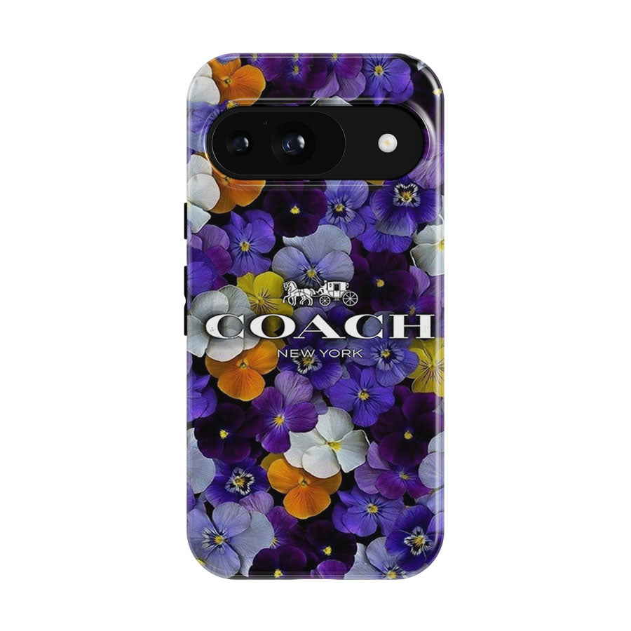 Purple Flowers Coach New York Google Pixel 9 | 10 Pro Case