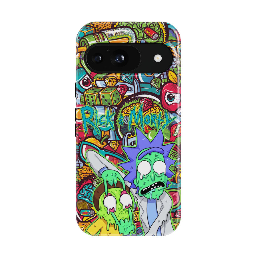 Rick And Morty Melt In Doodle Google Pixel 9 | 10 Pro Case