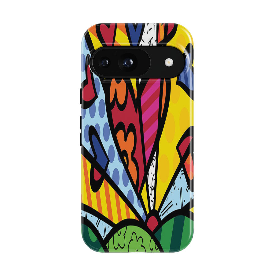 Romero Britto Pop Hearts Wallpaper Google Pixel 9 | 10 Pro Case