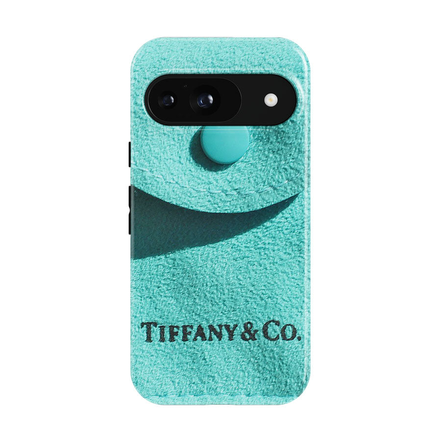 Tiffany And Co Turquoise Luxury Suede Envelope Snap Jewelry Pouch Bag Google Pixel 9 | 10 Pro Case