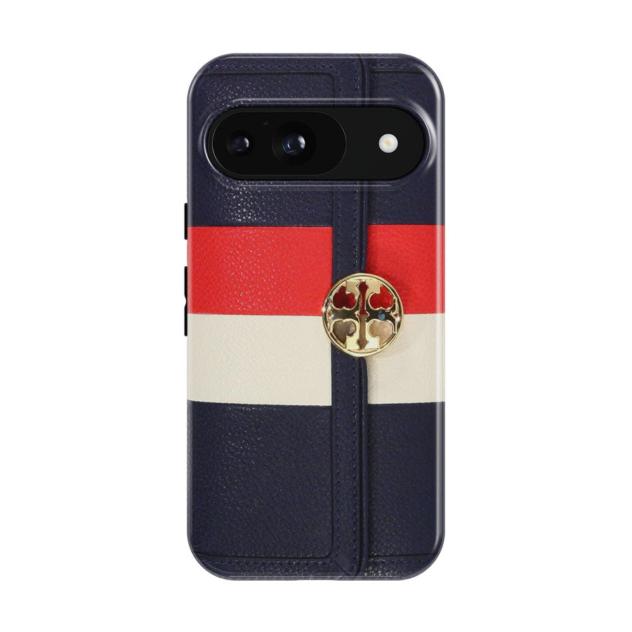 Tory Burch Blue Duet Striped Continental Envelope Wallet Google Pixel 9 | 10 Pro Case