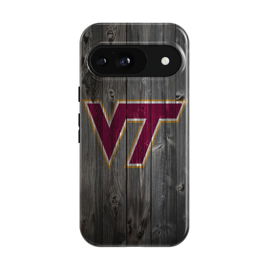 Virginia Tech University Logo Dark Wood Wallpaper Google Pixel 9 | 10 Pro Case