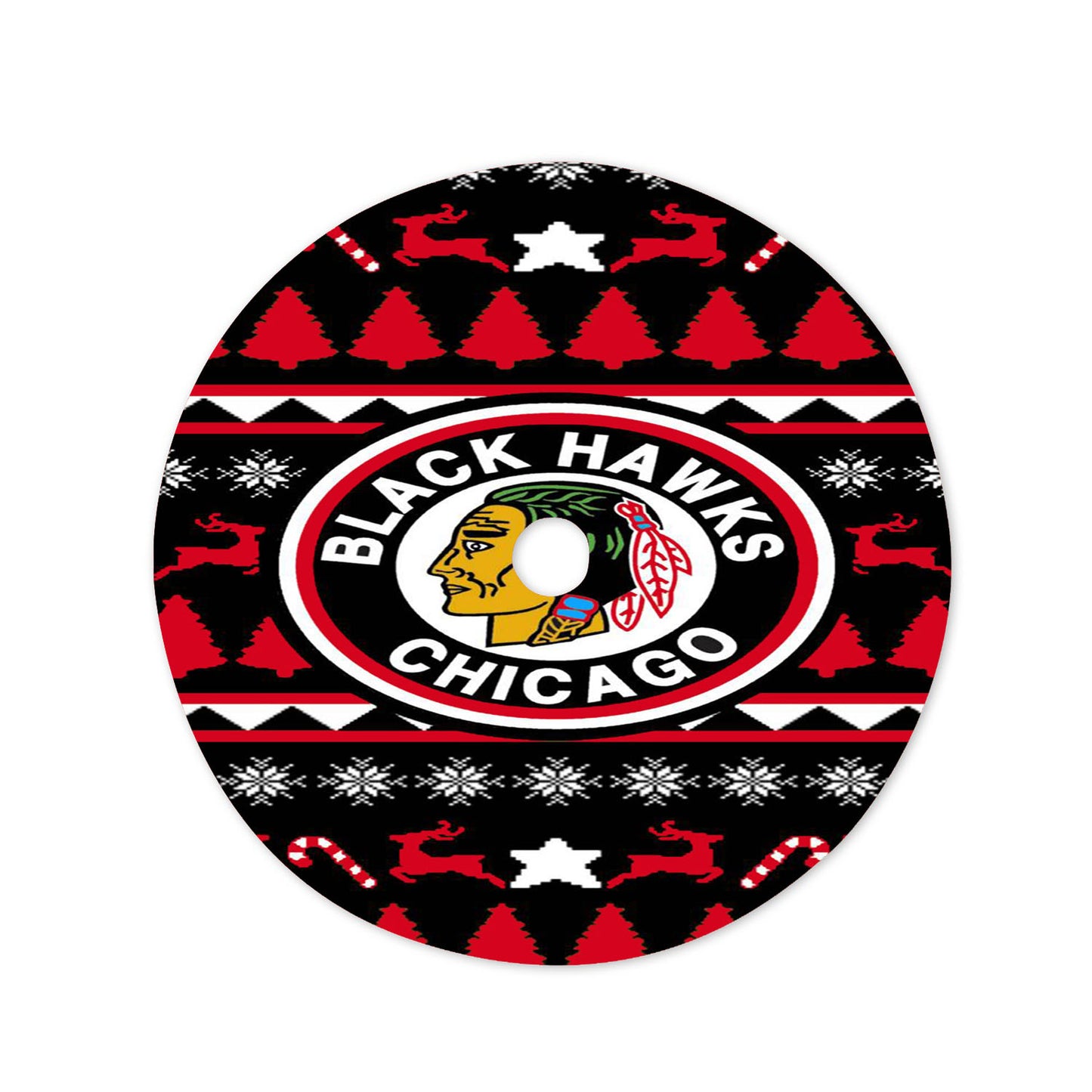 Blackhawks Chicago Winter Sweater Christmas Tree Skirt 36 X 36 Inch