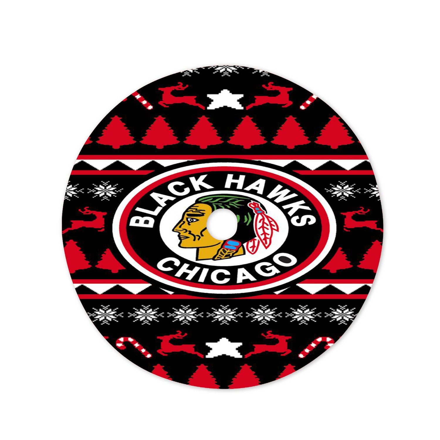 Blackhawks Chicago Winter Sweater Christmas Tree Skirt 36 X 36 Inch