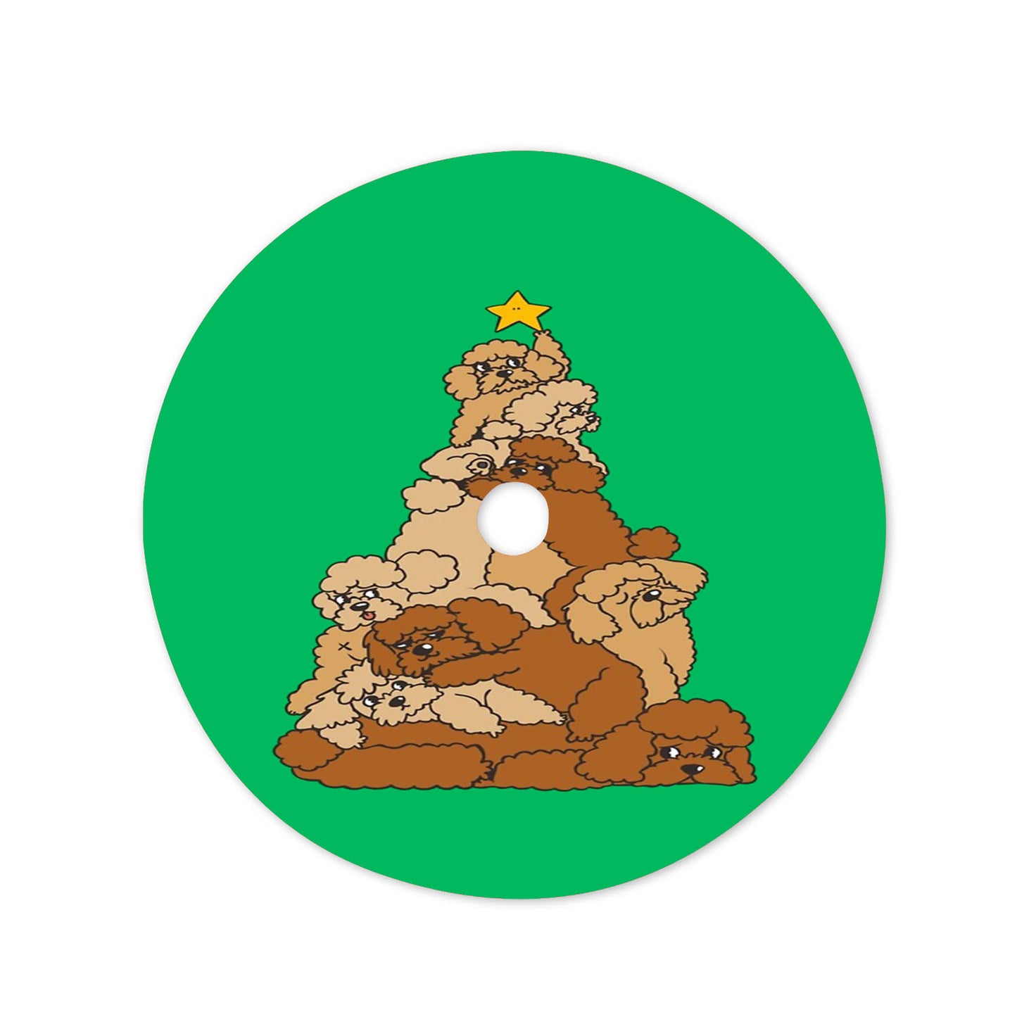 Tree Poodle Dog Green Christmas Tree Skirt 36 X 36 Inch