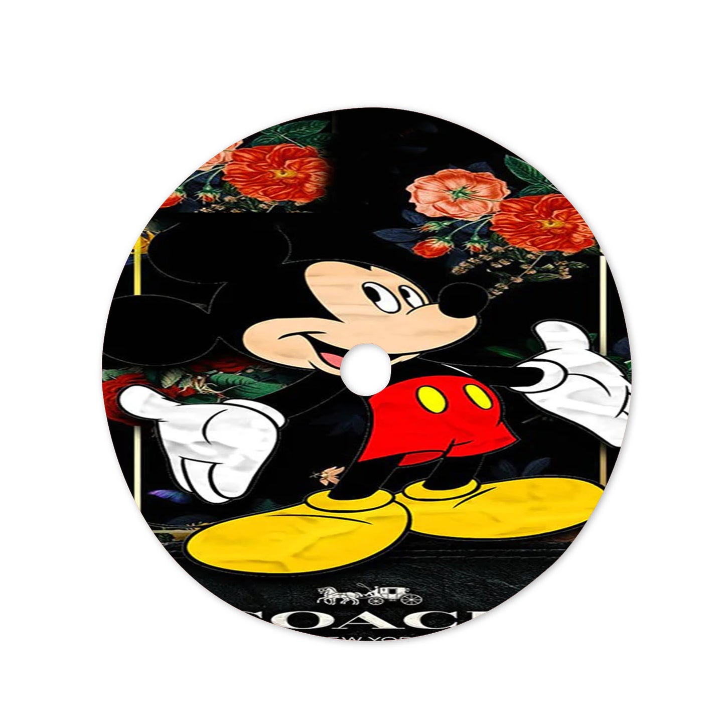 Flowers Coach Mickey Mouse New 49 Christmas Tree Skirt 36 X 36 Inch