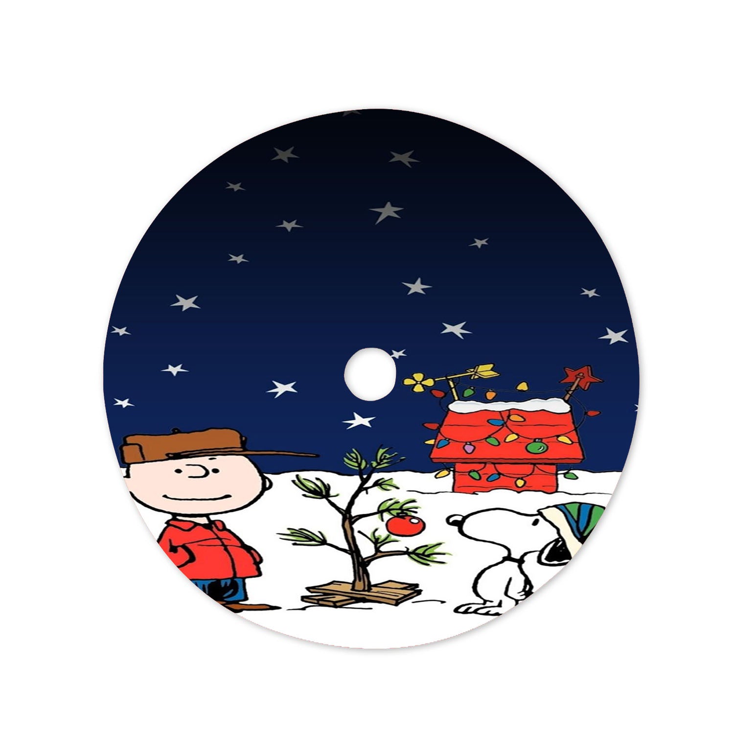 Merry Charlie Brown Snoo Christmas Tree Skirt 36 X 36 Inch