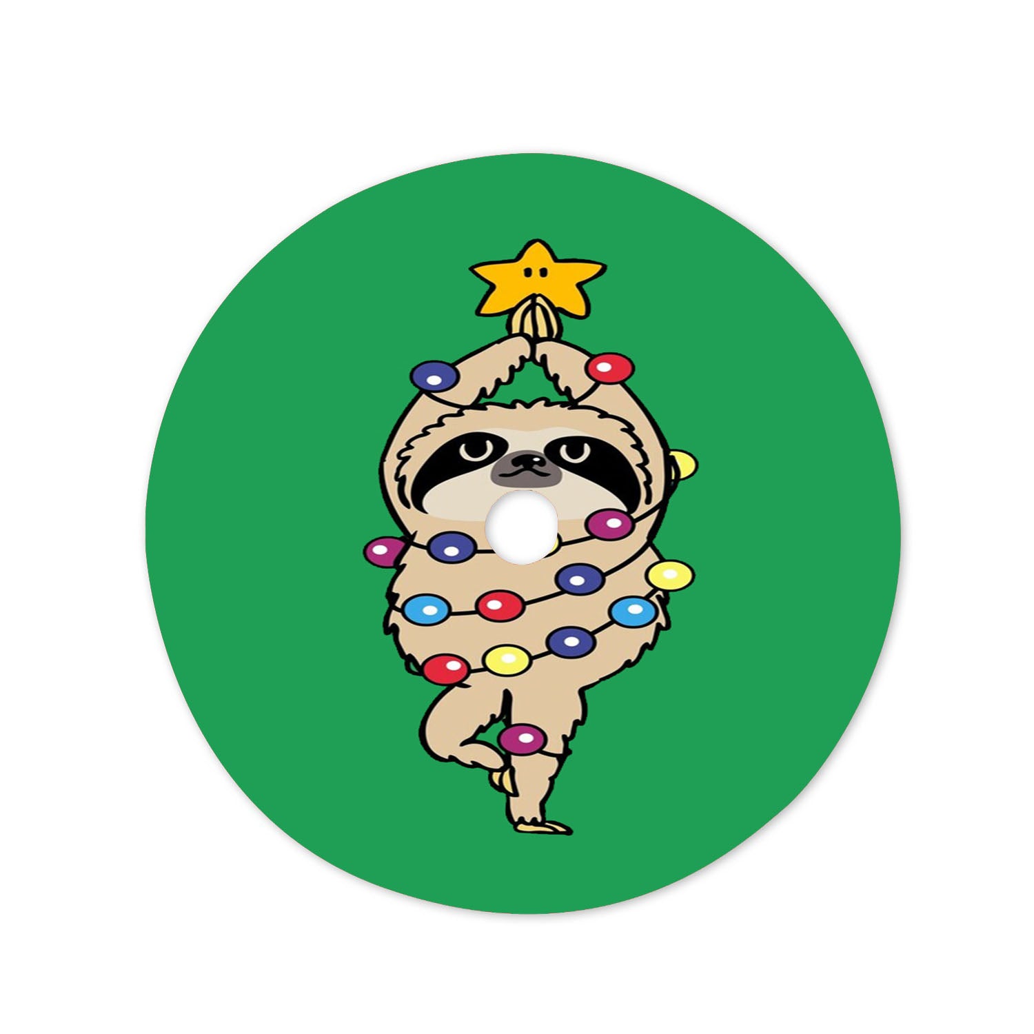 Merry Sloth Art Christmas Tree Skirt 36 X 36 Inch