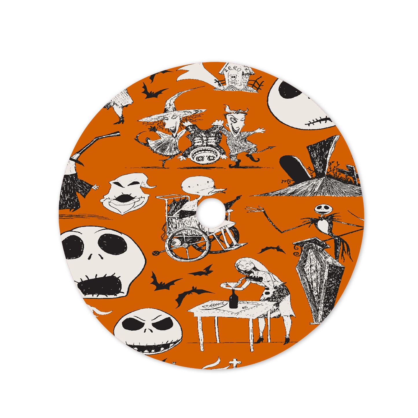 Nightmare Before Halloween Cotton Fabric Christmas Tree Skirt 36 X 36 Inch