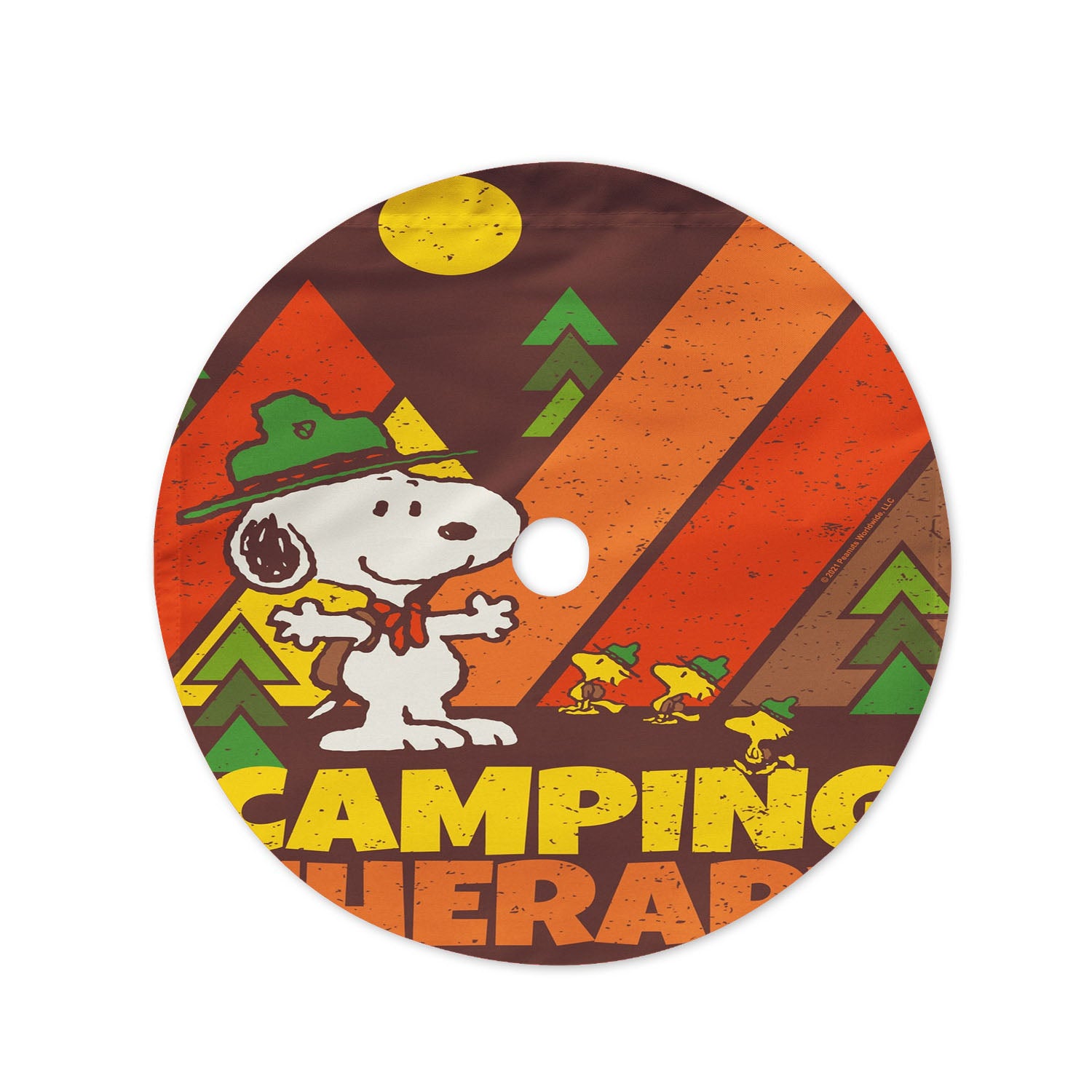 Peanuts Camping Therapy Snoopy Christmas Tree Skirt 36 X 36 Inch