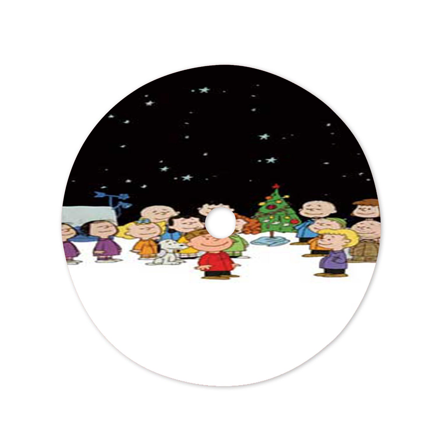 Peanuts Blk Sky Christmas Tree Skirt 36 X 36 Inch
