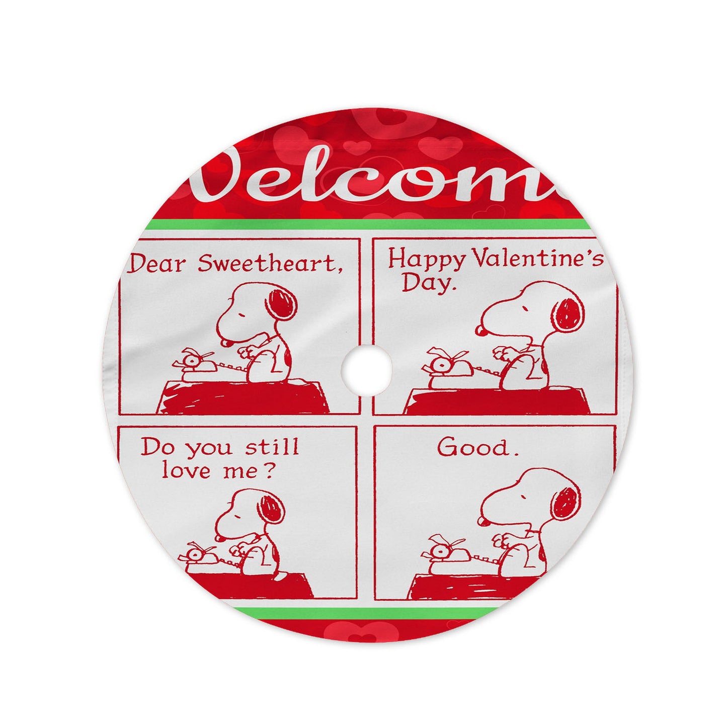 Peanuts Comic Strip Valentine Snoopy Christmas Tree Skirt 36 X 36 Inch