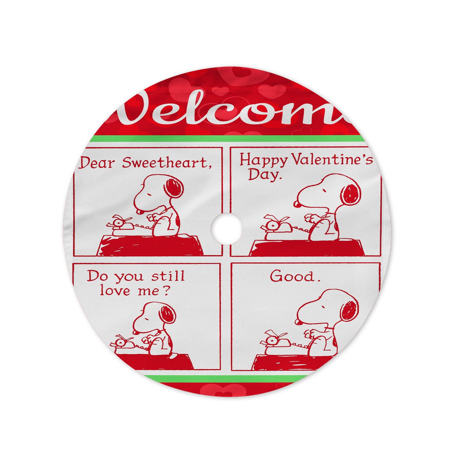 Peanuts Comic Strip Valentine Snoopy Christmas Tree Skirt 36 X 36 Inch
