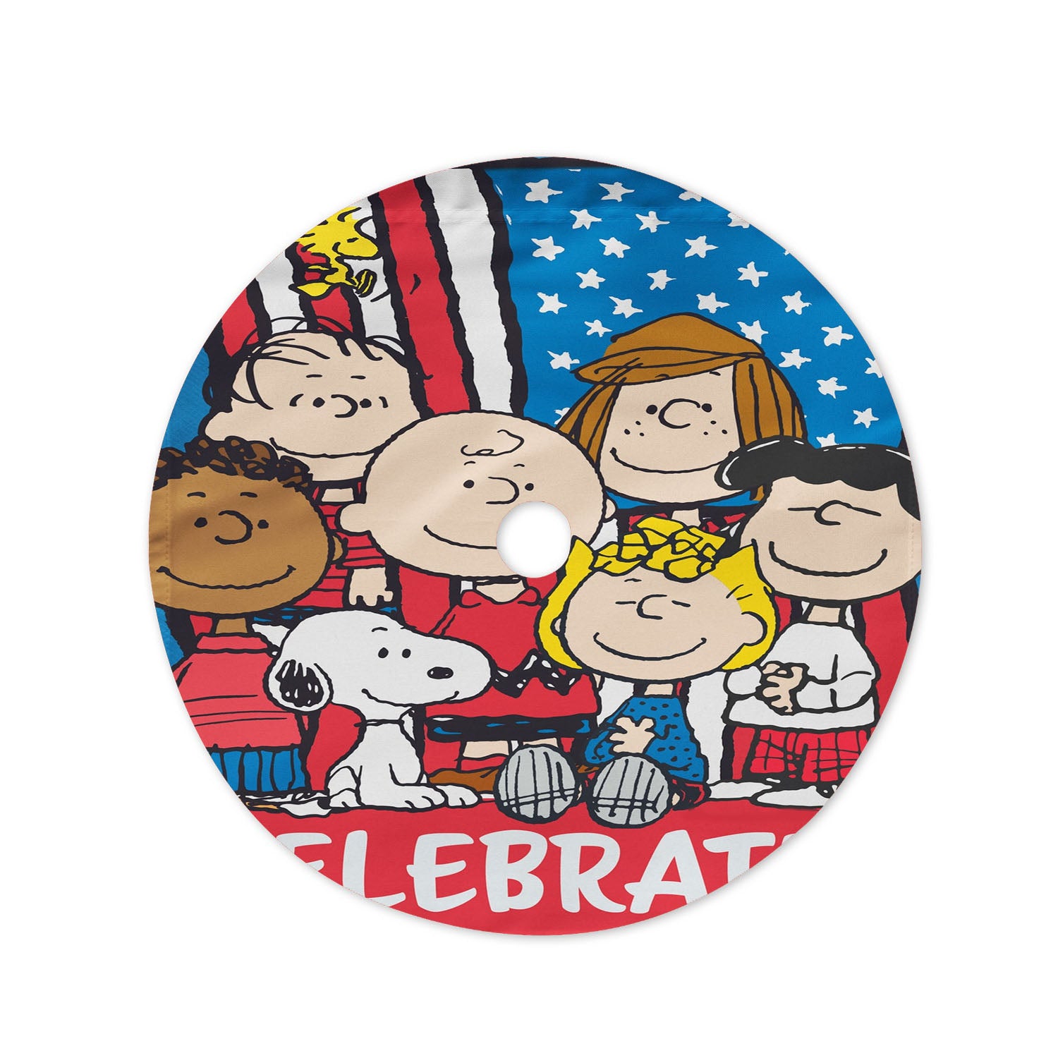 Peanuts Patriotic Celebrate Christmas Tree Skirt 36 X 36 Inch