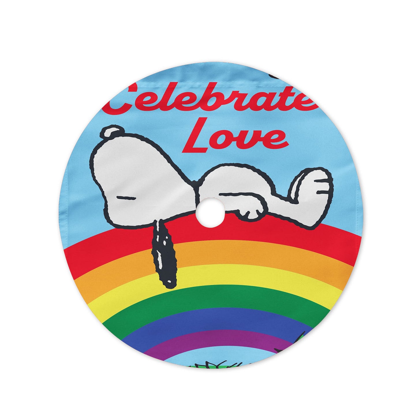 Peanuts Rainbow Celebrate Love Snoopy Christmas Tree Skirt 36 X 36 Inch