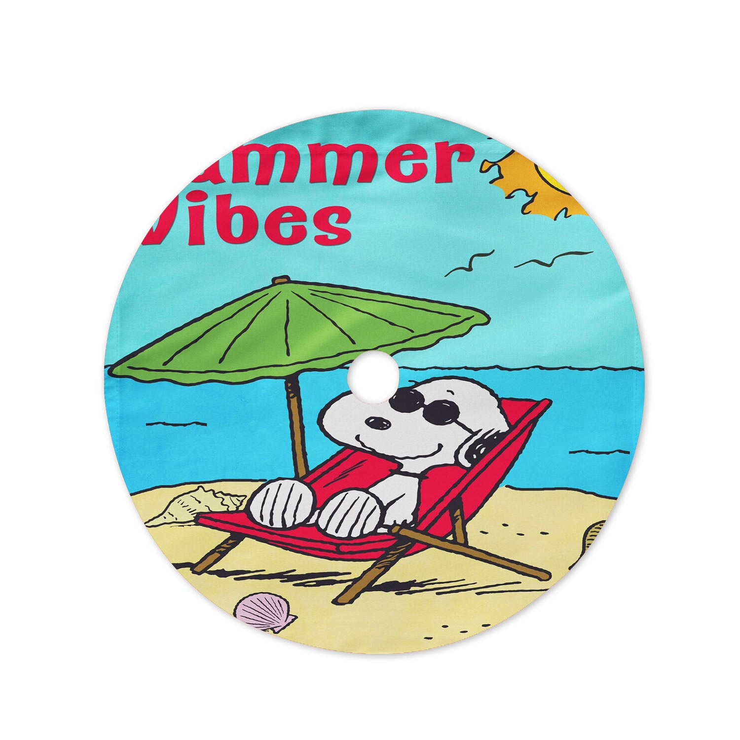 Peanuts Summer Beach Vibes Christmas Tree Skirt 36 X 36 Inch