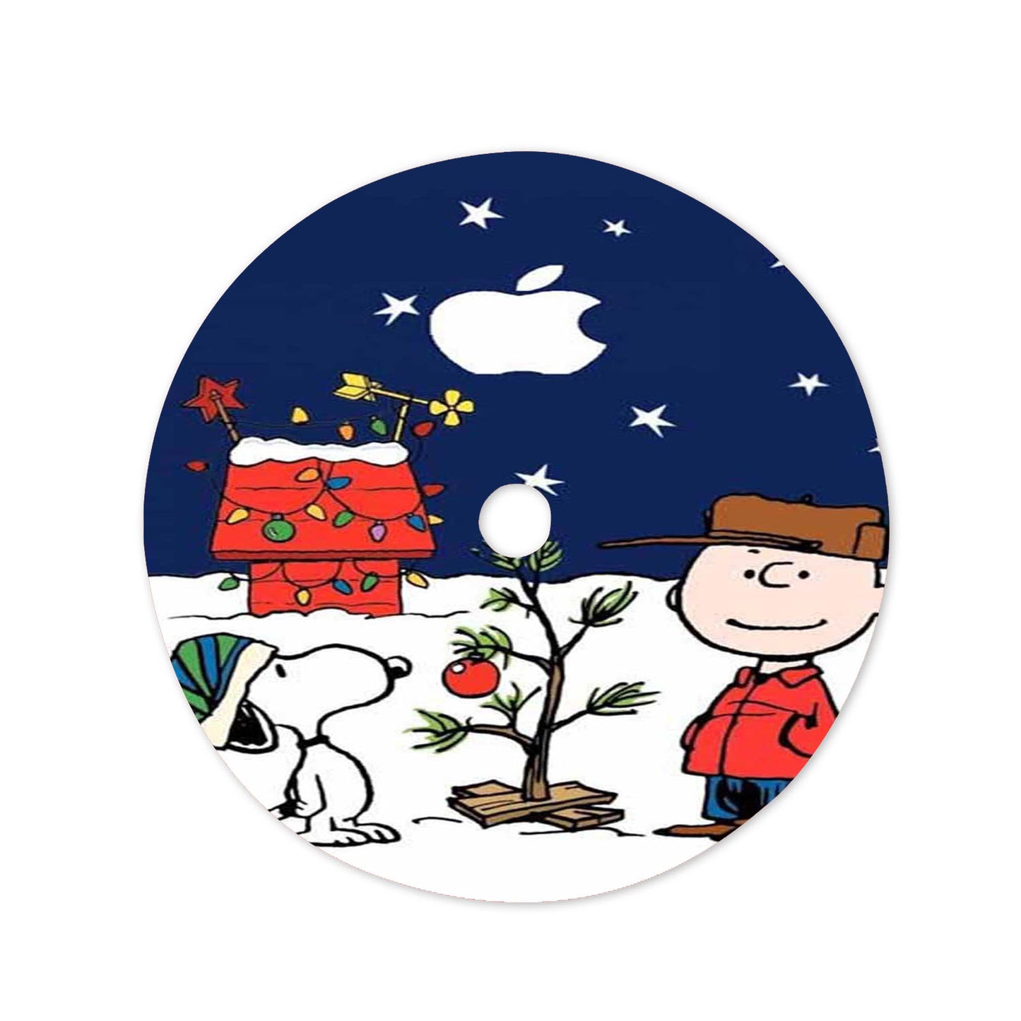 Snoopy And Charlie Brown Lights Apple Christmas Tree Skirt 36 X 36 Inch