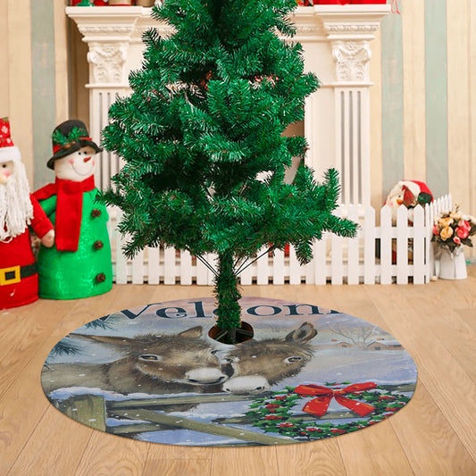 Christmas Farm Animals Donkeys Christmas Tree Skirt 36 X 36 Inch