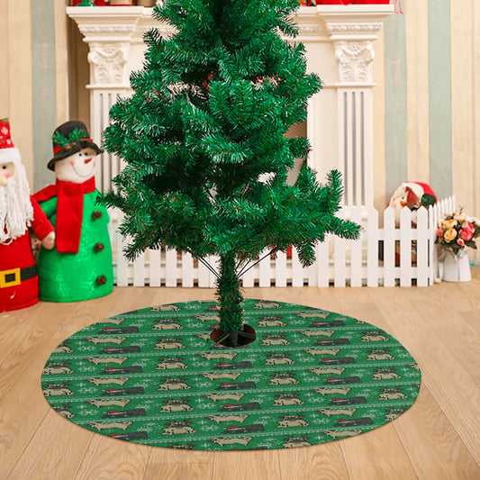 Christmas Pug Green Winter Pattern Christmas Tree Skirt 36 X 36 Inch