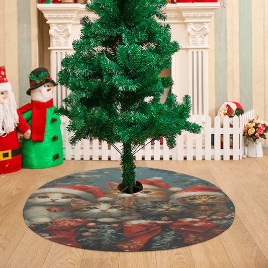 Christmas Santa Hat Kittens Christmas Tree Skirt 36 X 36 Inch