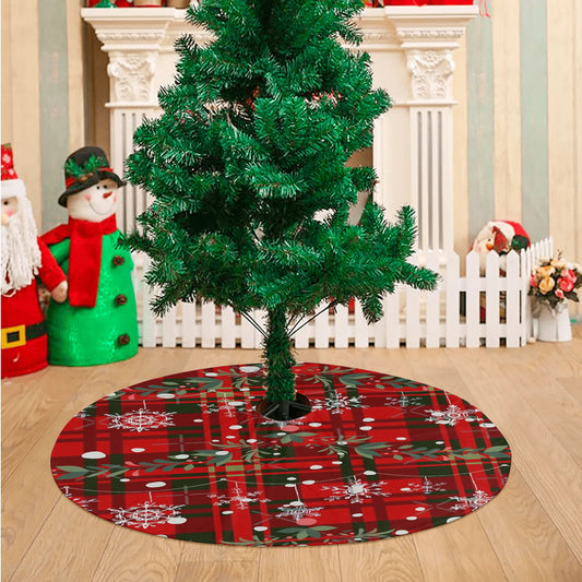 Christmas Snowflake Tartan Christmas Tree Skirt 36 X 36 Inch
