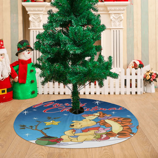 Christmas Star Pooh, Tigger And Piglet Christmas Tree Skirt 36 X 36 Inch